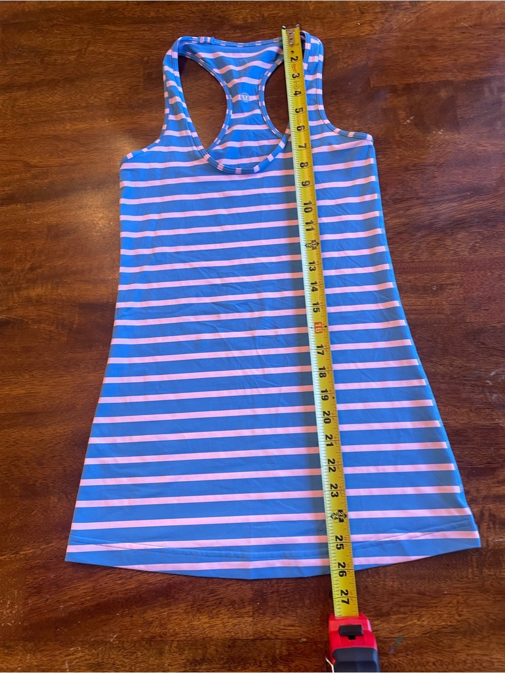 Lululemon Cool Racerback Tank Blue Pink Stripe *No Size Tag ~6 - Picture 5 of 6